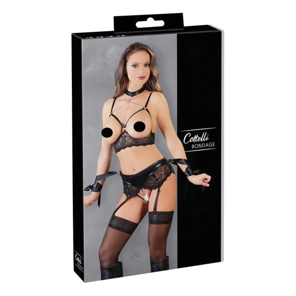 Cottelli Bondage - conjunto lingerie rendado - 5 peças - M
