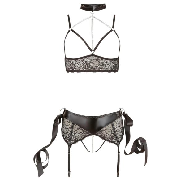 Cottelli Bondage - conjunto lingerie rendado - 5 peças - M
