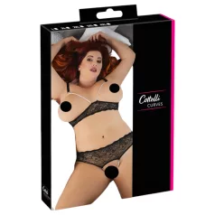   Cottelli Plus Size - conjunto de lingerie com pérolas - preto - 3XL