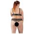 Cottelli Plus Size - conjunto de lingerie com pérolas - preto - 3XL