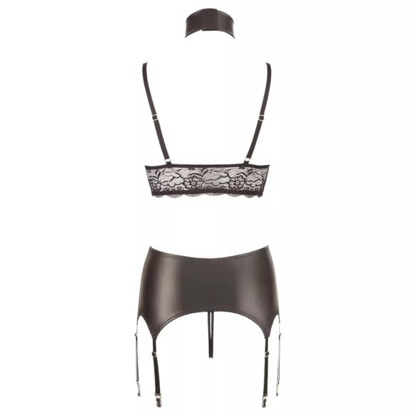 Cottelli Bondage - conjunto lingerie rendado brilhante 4 peças - L