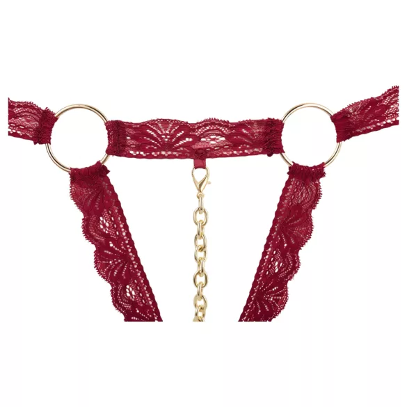 Cottelli - conjunto de sutiã aberto com argolas metálicas - vermelho
