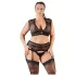 Cottelli Plus Size - conjunto lingerie plus size strass renda preto - 2XL