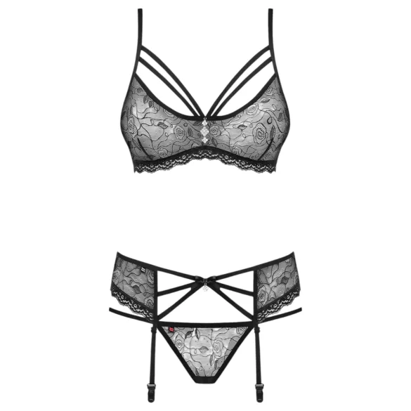 Obsessive - lingerie set com strass - preto