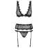 Obsessive - conjunto de lingerie bordado delicado - preto - L/XL