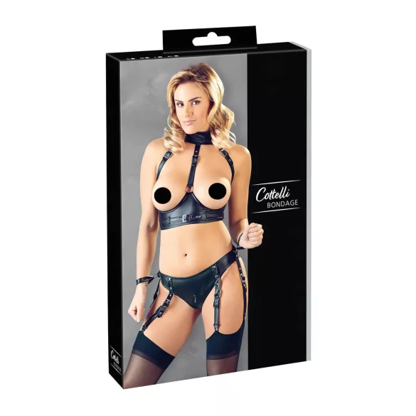 Cottelli Bondage - conjunto lingerie brilho com algemas - preto - XL