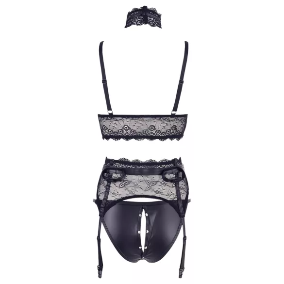 Cottelli Bondage - conjunto lingerie com algemas - renda preta