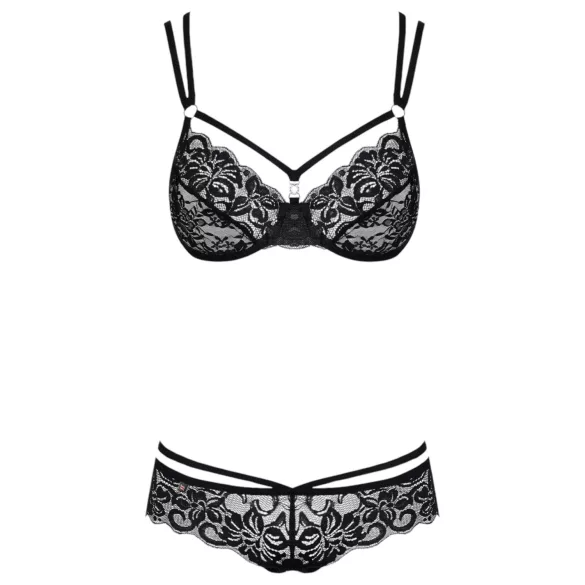 Obsessive - conjunto lingerie renda floral - preto