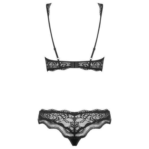 Obsessive Luvae - conjunto de lingerie com strass floral - preto