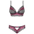 Obsessive Tulia - conjunto lingerie rendada - preto e rosa
