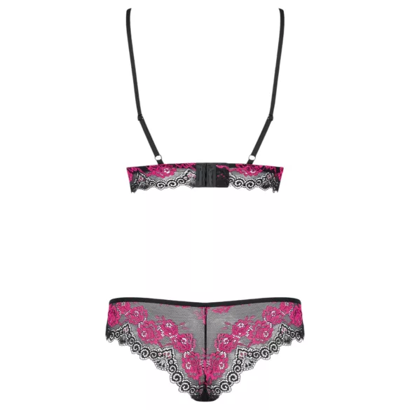 Obsessive Tulia - conjunto lingerie rendada - preto e rosa