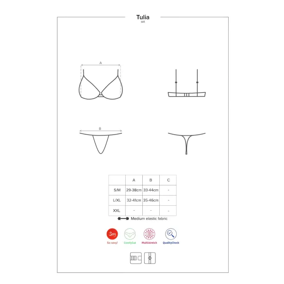 Obsessive Tulia - conjunto lingerie rendada - preto e rosa - L/XL