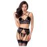 Abierta Fina - trio de lingerie rendada (preto)