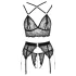 Abierta Fina - conjunto lingerie rendada - preto - L