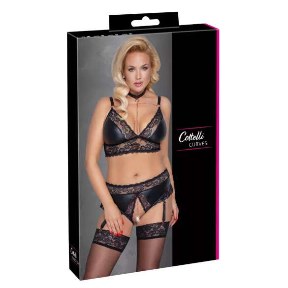 Cottelli Curves - conjunto lingerie brilho - preto