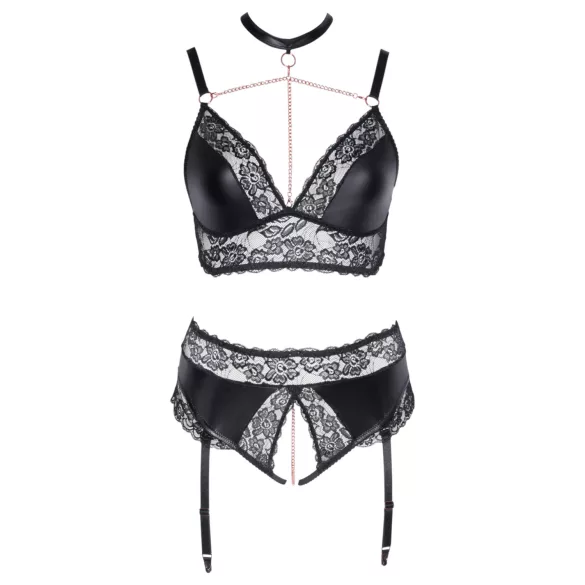 Cottelli Curves - conjunto lingerie brilho - preto