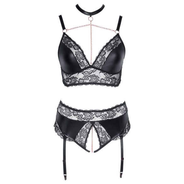 Cottelli Curves - conjunto lingerie brilho - preto - 3XL