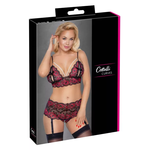 Cottelli Curves - conjunto floral aberto (preto)