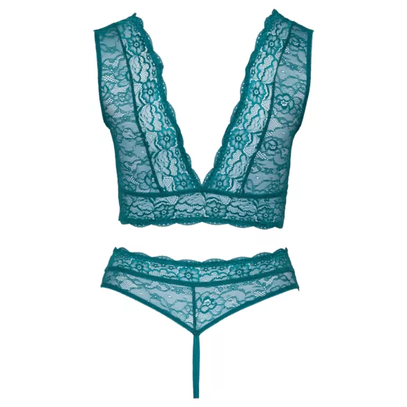 Cottelli Curves - conjunto de lingerie rendada com espartilho (azul)