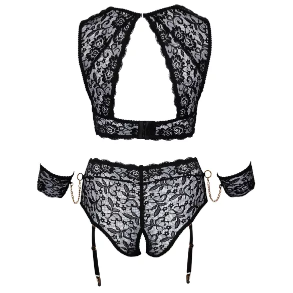Cottelli Bondage Plus Size - conjunto de sutiã rendado (preto)