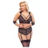 Cottelli Bondage Plus Size - conjunto de sutiã rendado (preto) - 3XL