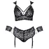 Cottelli Bondage Plus Size - conjunto de sutiã rendado (preto) - 3XL