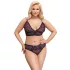 Cottelli Plus Size - conjunto de sutiã transparente c/ padrão (roxo)