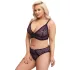 Cottelli Plus Size - conjunto de sutiã transparente c/ padrão (roxo)
