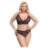 Cottelli Plus Size - conjunto de sutiã transparente c/ padrão (roxo) - 2XL