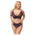 Cottelli Plus Size - conjunto de sutiã transparente c/ padrão (roxo) - 2XL