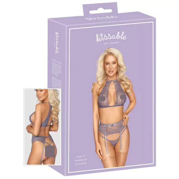 Kissable - conjunto de lingerie de renda (roxo) - L/XL