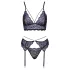 Cottelli - Conjunto de lingerie rendado 3 peças (preto-violeta) - L