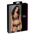Cottelli - Conjunto de lingerie rendado 3 peças (preto-violeta) - XL