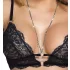 Conjunto de Sutiã Aberto em Renda Fina (Preto)