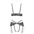 Conjunto de Sutiã Aberto em Renda Fina (Preto)