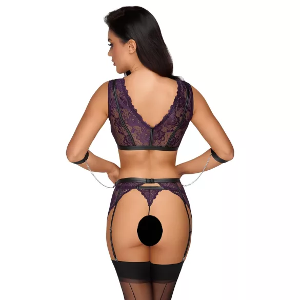 Cottelli Bondage - conjunto de lingerie e algemas (preto-roxo) - L