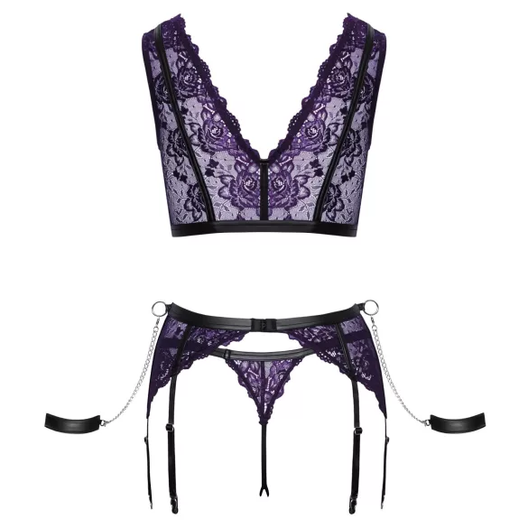 Cottelli Bondage - conjunto de lingerie e algemas (preto-roxo) - XL