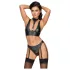 Cottelli Bondage - conjunto de sutiã brilhante com algemas (preto) - M