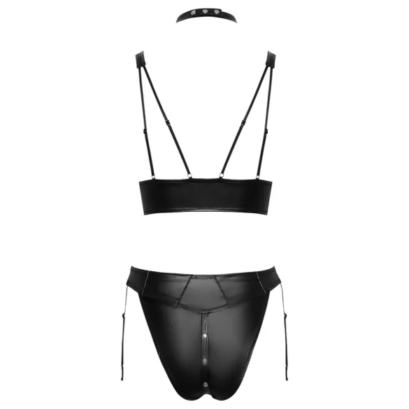 Cottelli Bondage - conjunto de sutiã brilhante com algemas (preto) - M