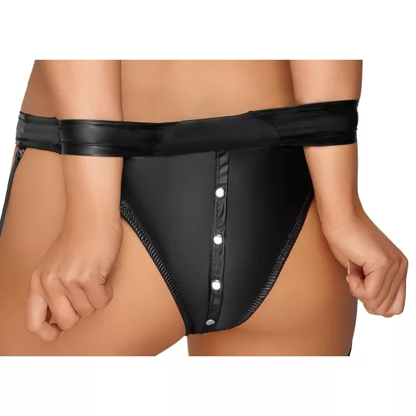 Cottelli Bondage - conjunto de sutiã brilhante com algemas (preto) - M