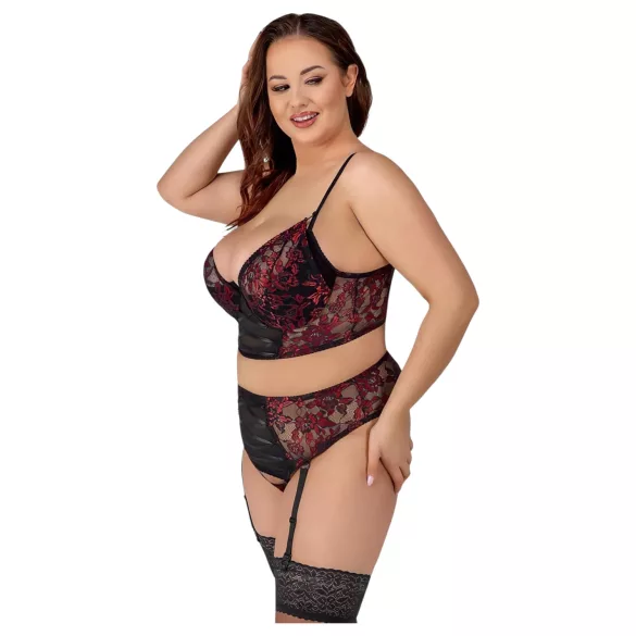 Cottelli Plus Size - conjunto de soutien ajustável (vermelho) - 90C/XL