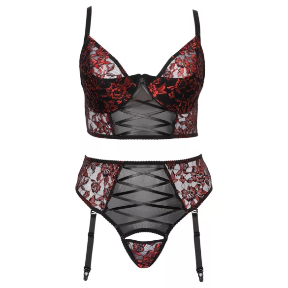 Cottelli Plus Size - conjunto de soutien ajustável (vermelho) - 90C/XL