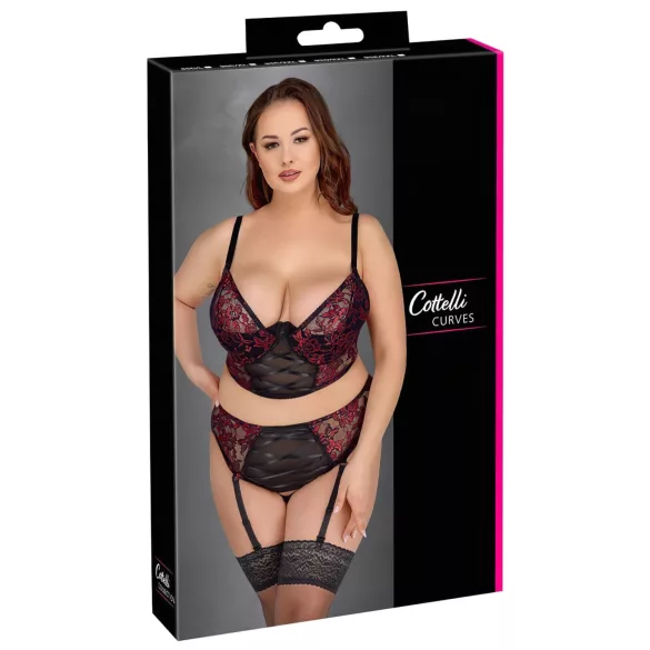 Cottelli Plus Size - conjunto de soutien ajustável (vermelho) - 90C/XL