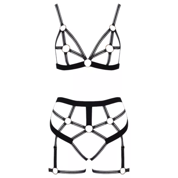 Cottelli - conjunto harness corporal 2 peças - preto - L