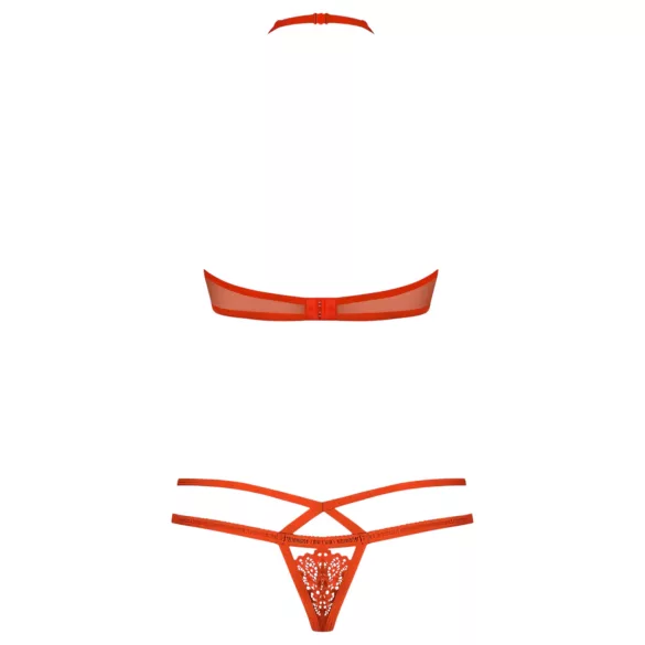 Obsessive - Conjunto de lingerie com sutiã rendado com tiras - vermelho