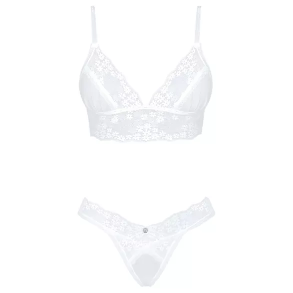 Obsessive - conjunto lingerie rendado - soutien e calcinha - branco - M/L