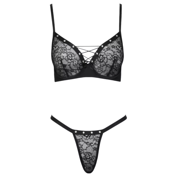 Cottelli Party - conjunto de lingerie com sutiã rendado - preto - 80B/M