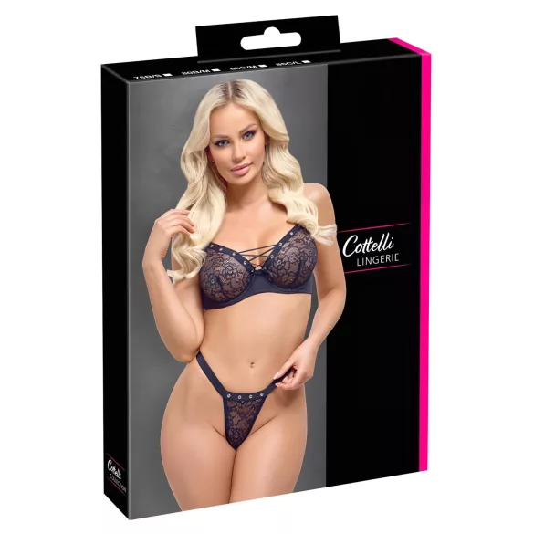 Cottelli Party - conjunto de lingerie com sutiã rendado - preto - 80B/M