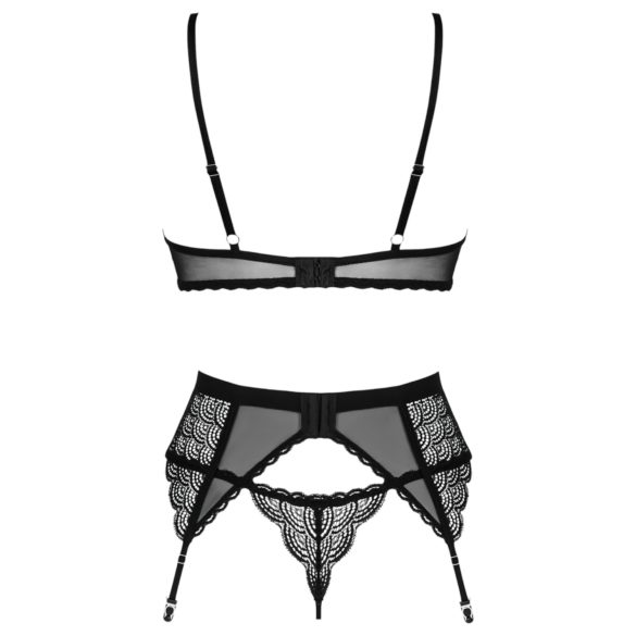 Obsessive Chemeris - conjunto lingerie com sutiã e cinta-liga - preto - M/L