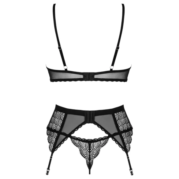 Obsessive Chemeris - conjunto de sutiã com ligas (preto) - XL/XXL